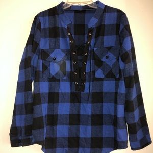 Blue and black flannel